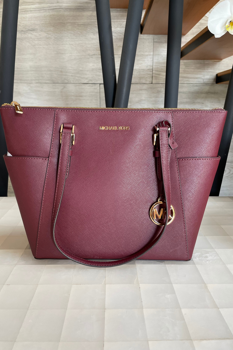 Charlotte saffiano leather large top zip tote tinto