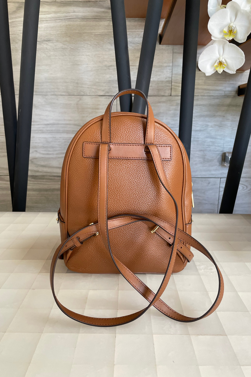 Adina Medium Pebbled Leather Backpack Camel