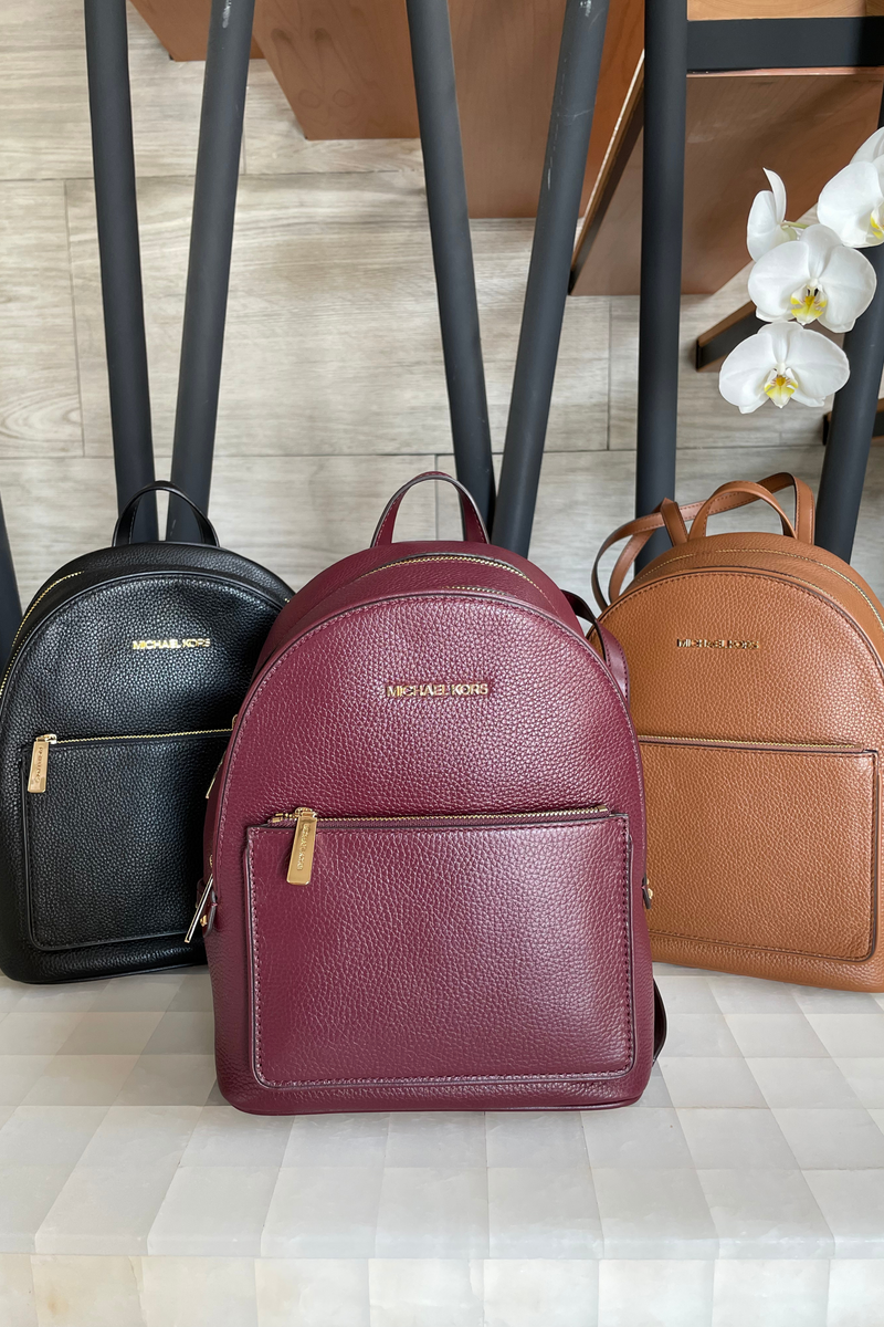 Adina Medium Pebbled Leather Backpack Camel